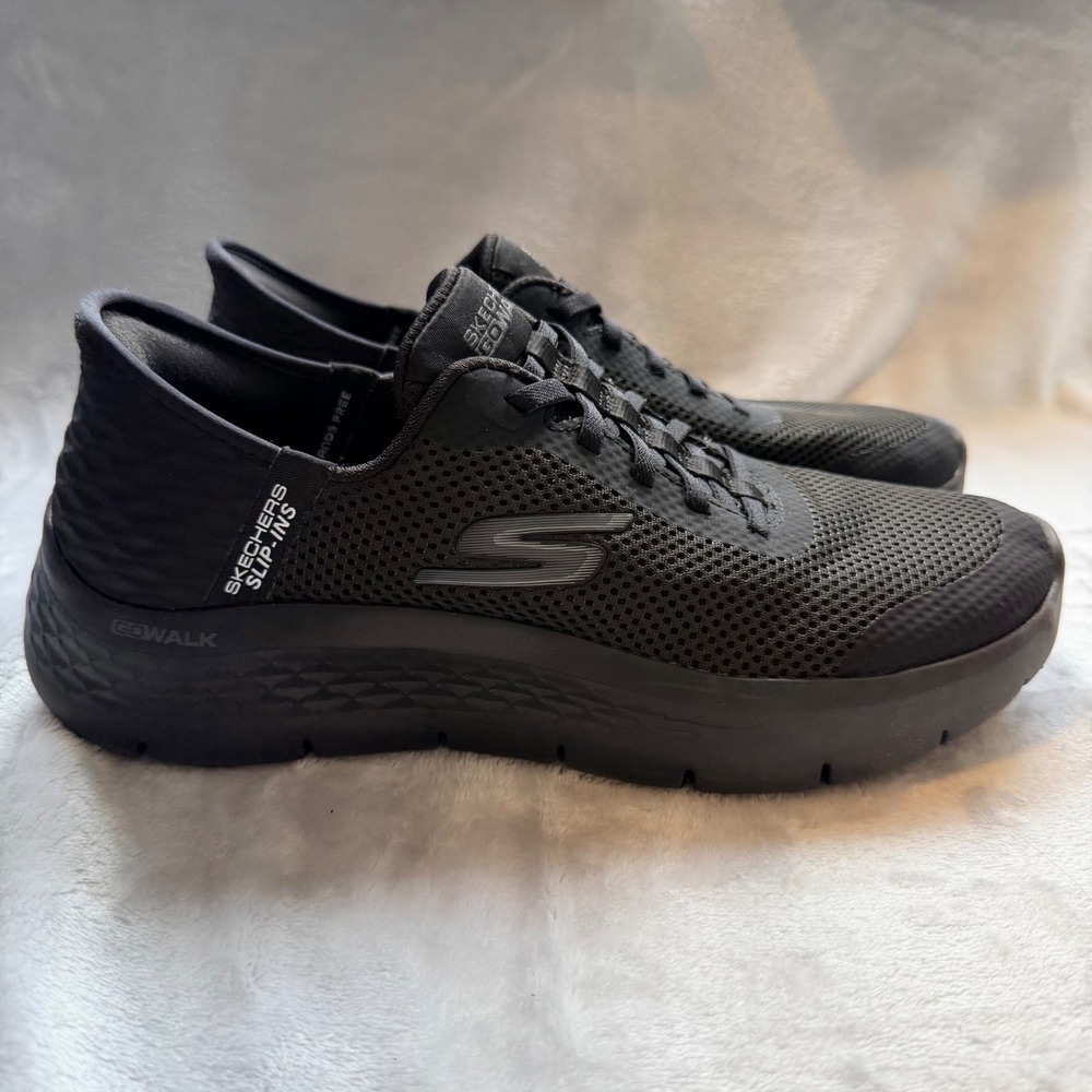 Skechers Slip-ins GoWalk 6 Black Mesh Walking Shoes 124836 BBK Womens 9